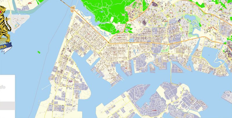 Singapore all Postcodes City Vector Map Exact High Detailed editable Adobe Illustrator Street Map in layers