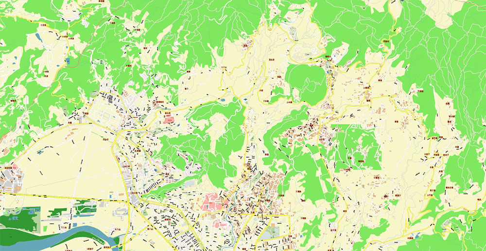 Taipei Taiwan City Vector Map Exact High Detailed editable Adobe Illustrator Street Map in layers