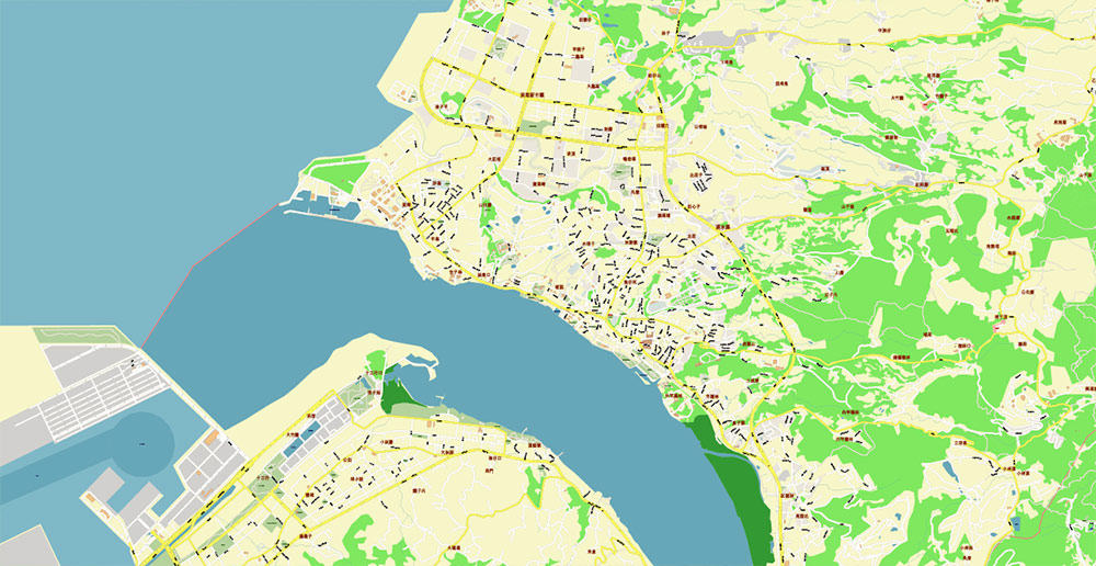 Taipei Taiwan City Vector Map Exact High Detailed editable Adobe Illustrator Street Map in layers