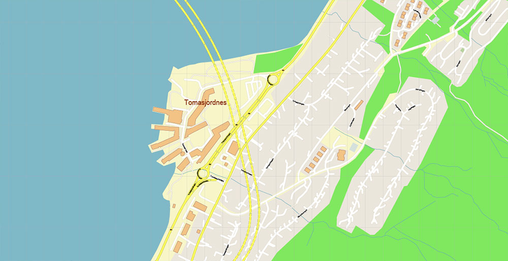 Tromsø / Tromso Norway PDF City Vector Map Exact High Detailed editable Adobe PDF Street Map in layers