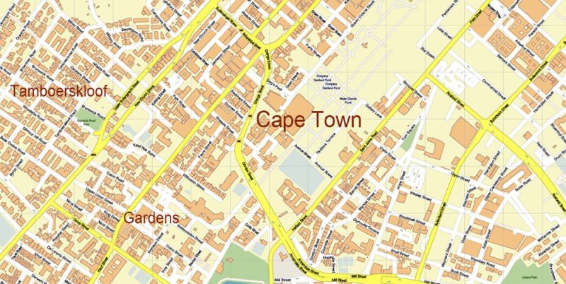 Cape Town (and surrounds) South Africa Map Vector High Detailed editable Adobe Illustrator in layers