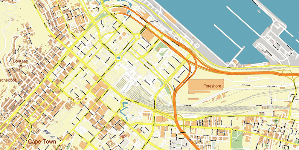 Cape Town (and surrounds) South Africa CDR Vector Map: High Detailed editable Corel Draw in layers