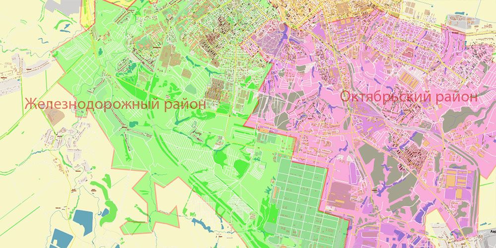 Ryazan Russia PDF Vector Map (Max Area): High Detailed editable Adobe PDF in layers, + Housenumbers