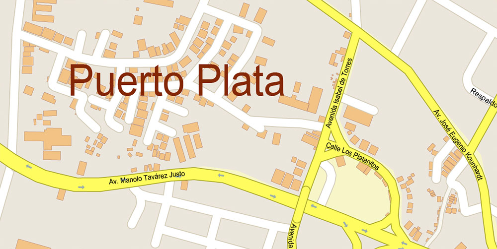 Puerto Plata Map Vector Rep. Dominicana High Detailed editable Adobe Illustrator in layers