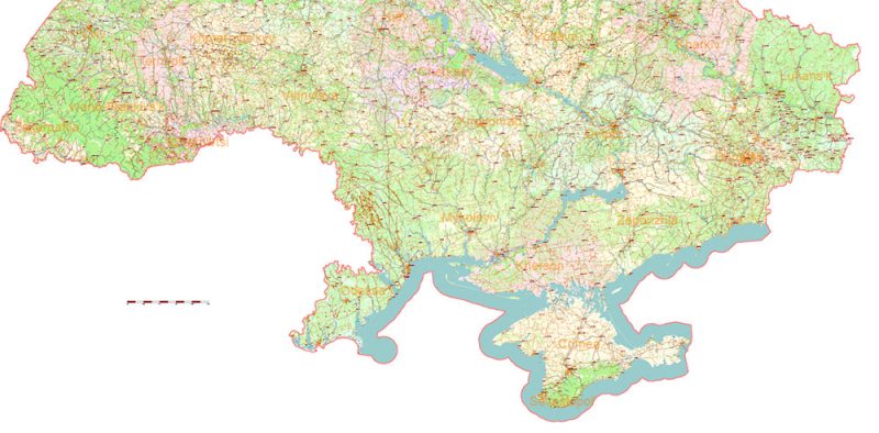 Ukraine full Vector Map: Full Extra High Detailed + Admin Areas, editable Adobe Illustrator in layers