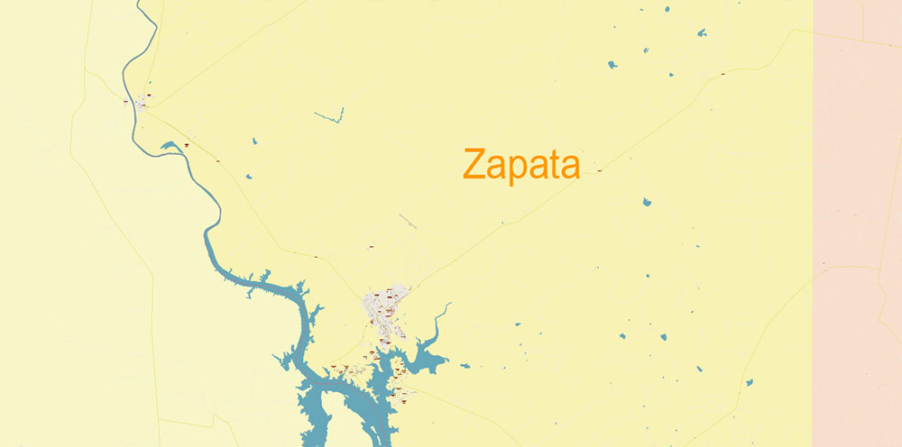 Zapata + Starr counties Texas US PDF Vector Map: High Detailed editable Adobe PDF in layers