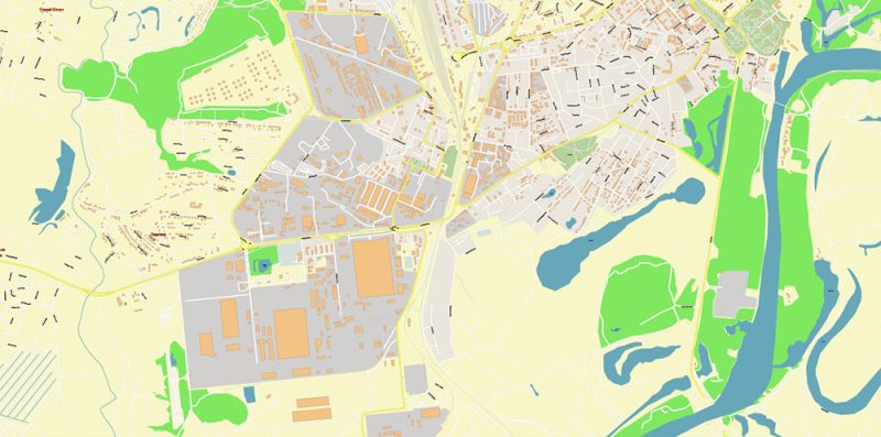 Chernihiv Ukraine Map Vector Exact City Plan High Detailed Street Map editable Adobe Illustrator in layers
