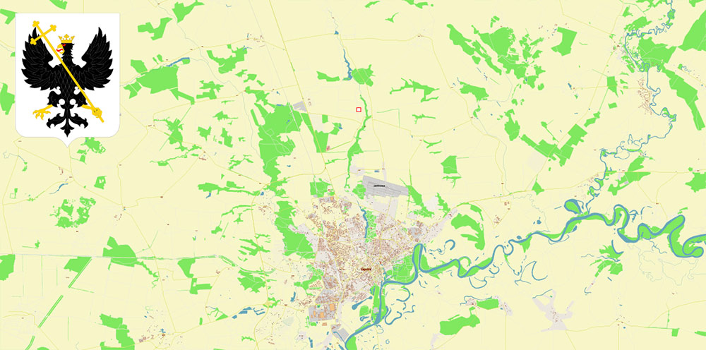 Chernihiv Ukraine PDF Vector Map: Exact City Plan High Detailed Street Map editable Adobe PDF in layers