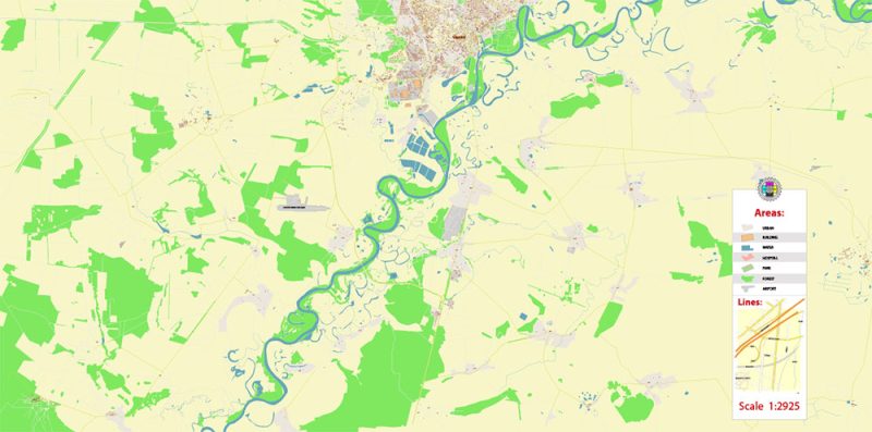 Chernihiv Ukraine Map Vector Exact City Plan High Detailed Street Map editable Adobe Illustrator in layers