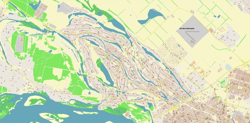 Dnipro Ukraine Map Vector Exact City Plan High Detailed Street Map editable Adobe Illustrator in layers