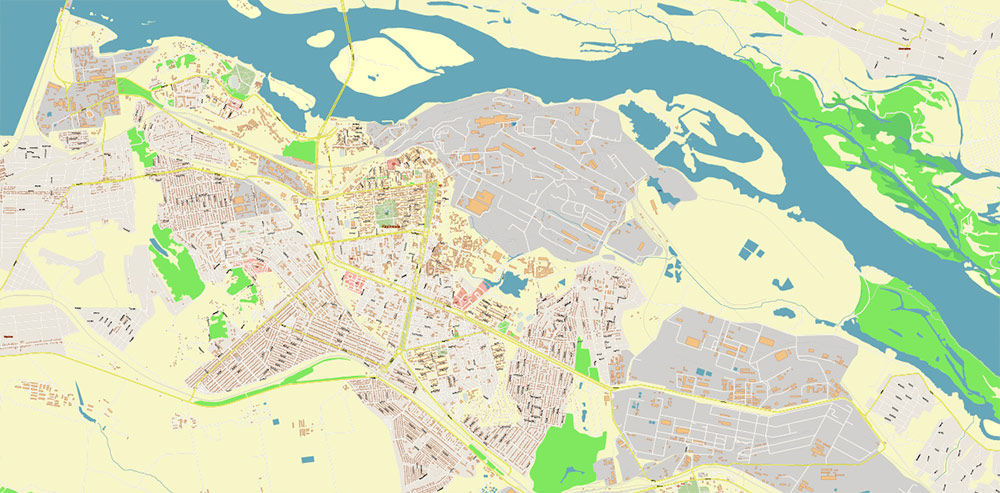 Dnipro Ukraine PDF Vector Map: Exact City Plan High Detailed Street Map editable Adobe PDF in layers