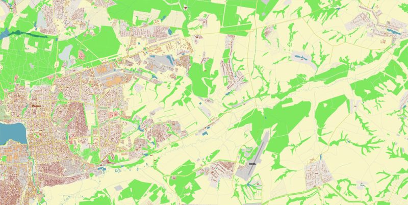 Ижевск Россия векторная карта города подробная (+ номера домов) редактируемая в слоях Adobe Illustrator
