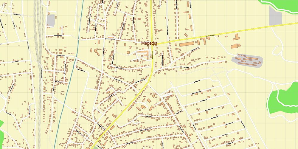 Kharkiv Ukraine PDF Vector Map: Exact City Plan High Detailed Street Map editable Adobe PDF in layers