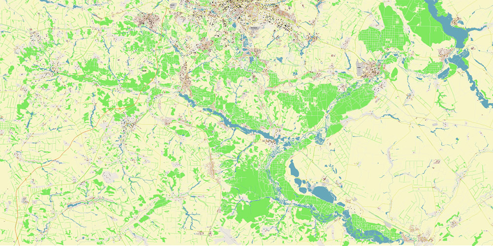 Kharkiv Ukraine Map Vector Exact City Plan High Detailed Street Map editable Adobe Illustrator in layers
