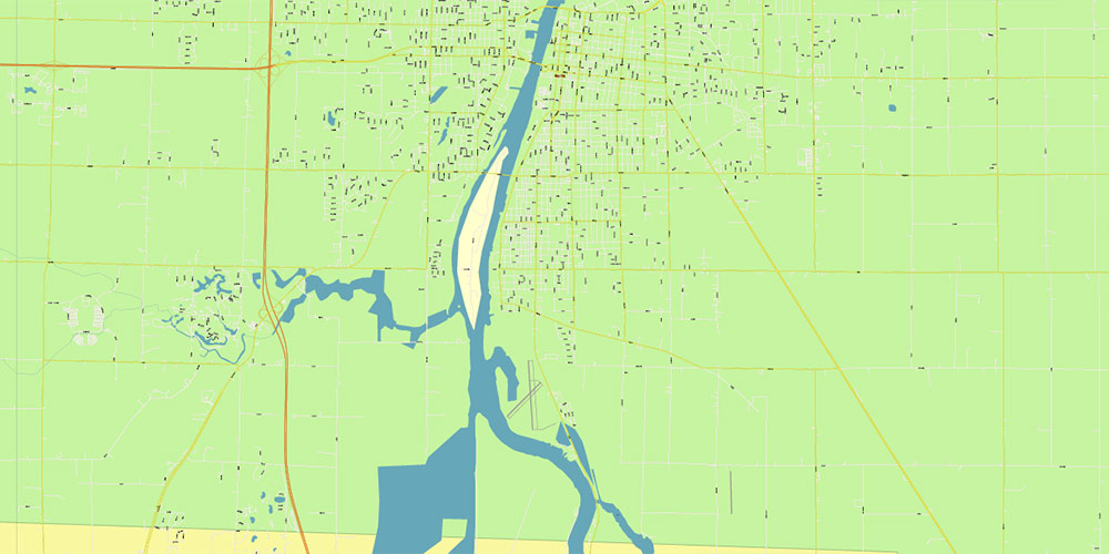 Michigan South-East area, US Vector Map: Extra High Detailed in 2 parts (all roads and streets with names) + Counties editable Adobe Illustrator in layers