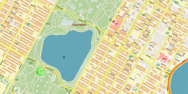 New York City US Map Vector City Plan High Detailed Street Map editable ...