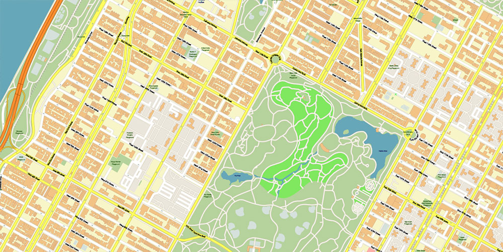 New York City US PDF Vector Map: High Detailed Street Map editable Adobe PDF in layers