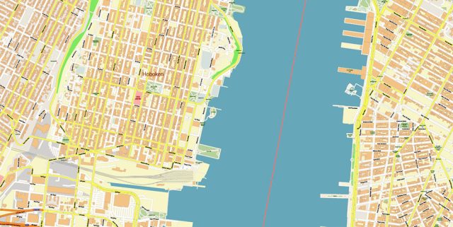 New York City US Map Vector City Plan High Detailed Street Map editable ...