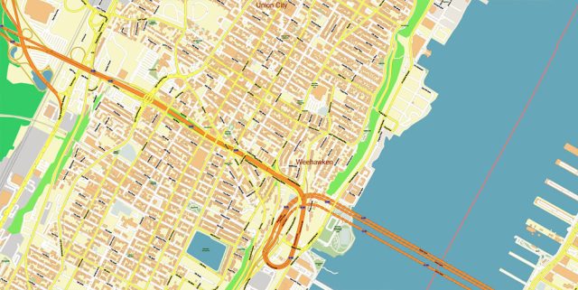 New York City US Map Vector City Plan High Detailed Street Map editable ...