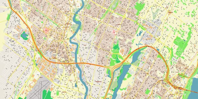 New York City US Map Vector City Plan High Detailed Street Map editable ...