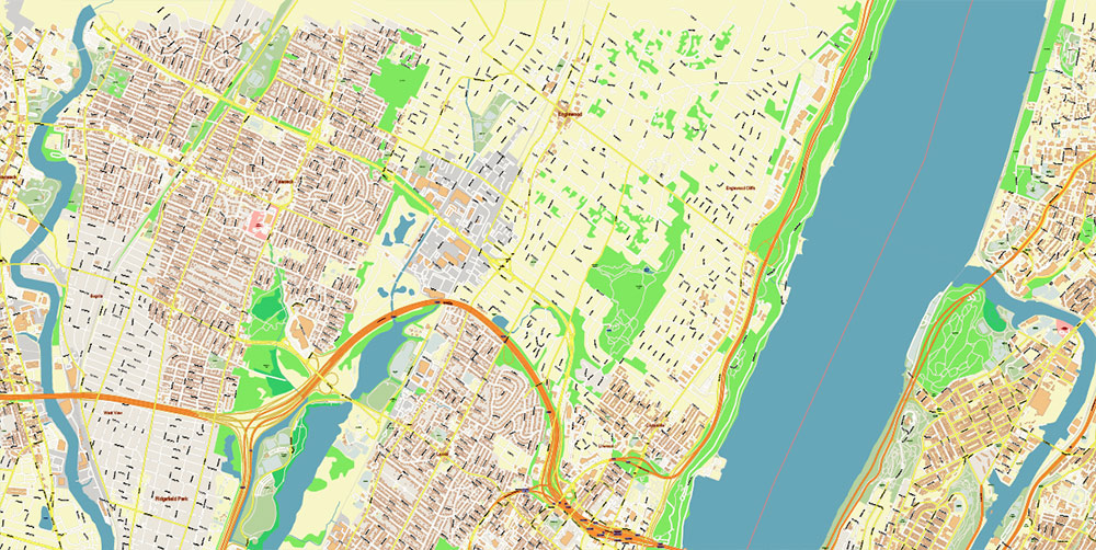 New York City US PDF Vector Map: High Detailed Street Map editable Adobe PDF in layers