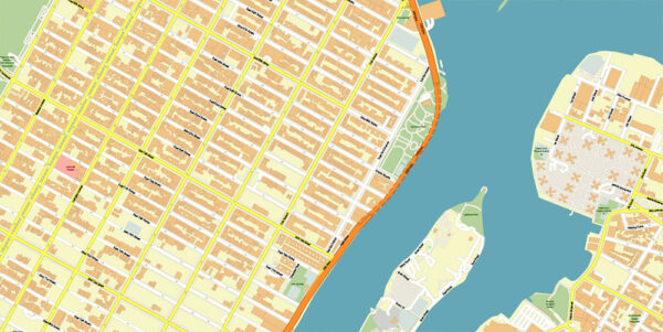 New York City US Map Vector City Plan High Detailed Street Map editable ...