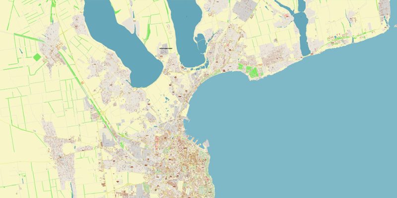 Odesa Ukraine Map Vector Exact City Plan High Detailed Street Map editable Adobe Illustrator in layers