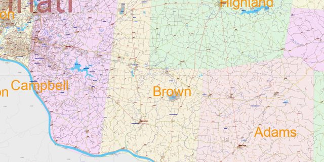 Ohio State US PDF Vector Map: Exact Roads Plan High Detailed Street Map ...