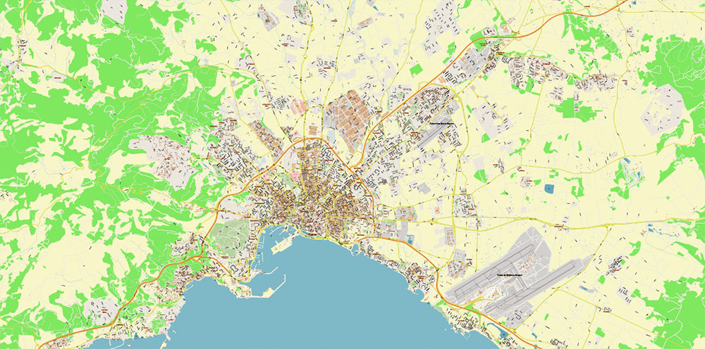 Palma Mallorca Spain PDF Vector Map: City Plan High Detailed Street Map editable Adobe PDF in layers