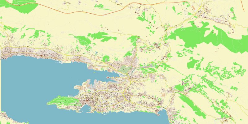 Split Croatia Map Vector City Plan High Detailed Street Map editable Adobe Illustrator in layers