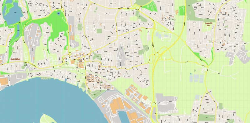 Thurrock Borough UK Map Vector Exact City Plan High Detailed Street Map editable Adobe Illustrator in layers
