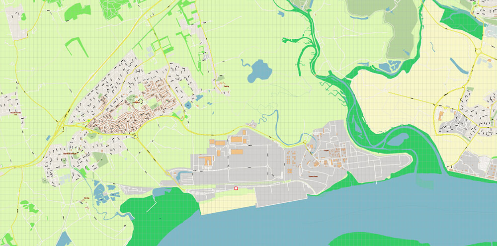 Thurrock Borough UK PDF Vector Map: Exact City Plan High Detailed Street Map editable Adobe PDF in layers