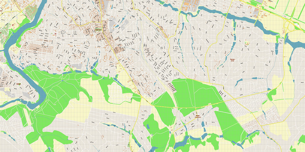 Vinnytsia Ukraine PDF Vector Map: Exact City Plan High Detailed Street Map editable Adobe PDF in layers