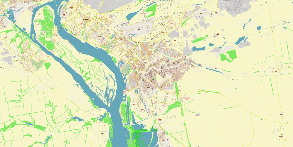 Zaporizhzhia Ukraine PDF Vector Map: Exact City Plan High Detailed Street Map editable Adobe PDF in layers