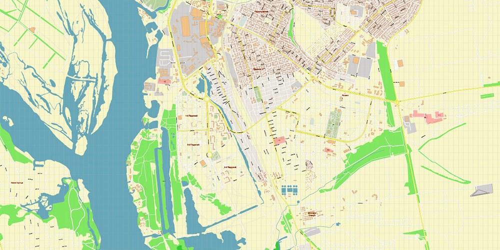 Zaporizhzhia Ukraine Map Vector Exact City Plan High Detailed Street Map editable Adobe Illustrator in layers