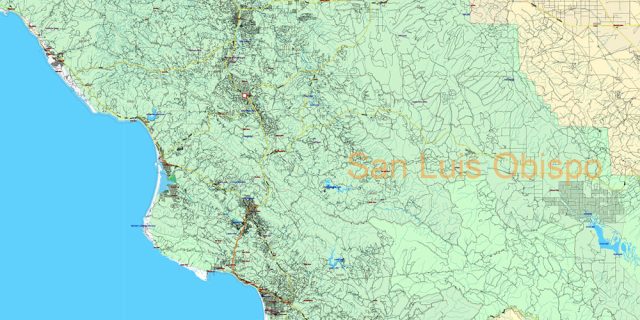 California State US PDF Vector Map: Exact Roads Plan High Detailed ...