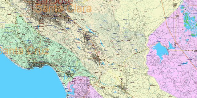California State US PDF Vector Map: Exact Roads Plan High Detailed ...