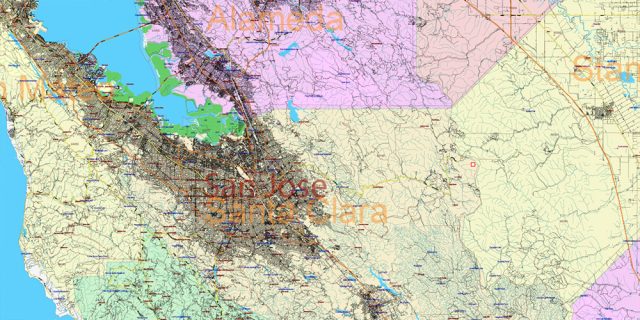 California State US PDF Vector Map: Exact Roads Plan High Detailed ...