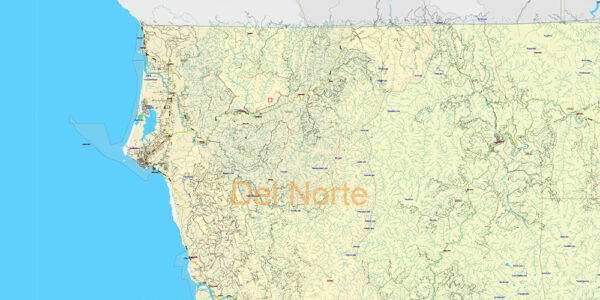 California State US PDF Vector Map: Exact Roads Plan High Detailed ...