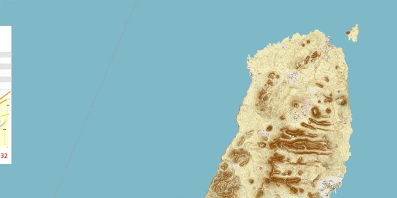 Fuerteventura Island Canary Spain Map Vector High Detailed + Relief Topo Isolines 5 feet editable Adobe Illustrator in layers