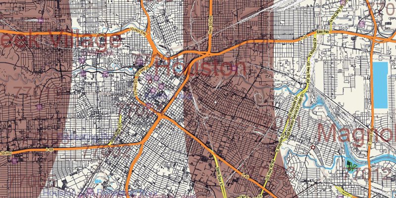 Texas State US Map Vector Exact Roads Plan High Detailed Street Map + Counties + Zipcodes editable Adobe Illustrator in layers