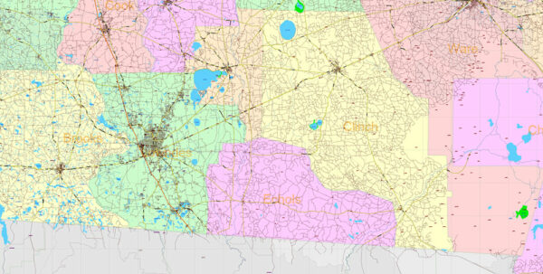 Georgia State US Map Vector Exact Roads Plan High Detailed Street Map ...