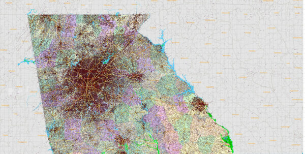 Georgia State US Map Vector Exact Roads Plan High Detailed Street Map ...