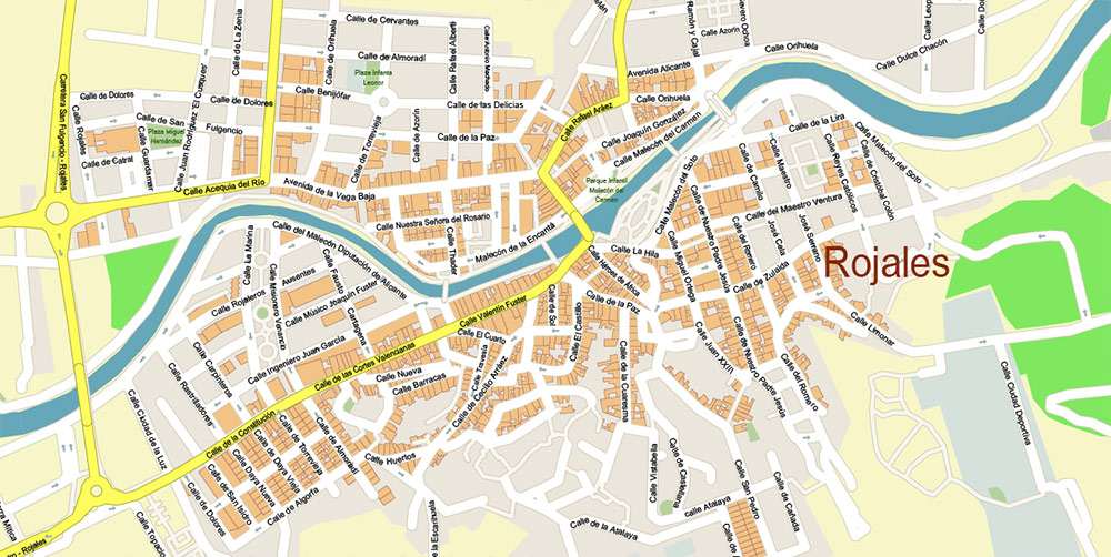 Quesada Torrevieja Spain PDF Vector Map: Exact City Plan High Detailed Street Map editable Adobe PDF in layers