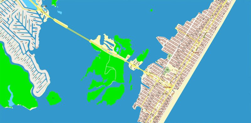 Atlantic City Area New Jersey US Map Vector City Plan High Detailed Street Map editable Adobe Illustrator in layers