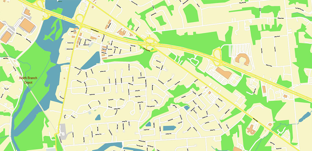 New Brunswick Perth Amboy NJ Staten Island NY US Map Vector City Plan High Detailed Street Map editable Adobe Illustrator in layers