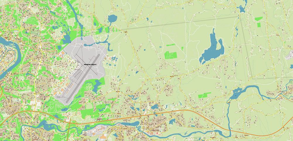 Springfield Area Massachusetts US Map Vector City Plan + Zipcodes High Detailed Street Map editable Adobe Illustrator in layers