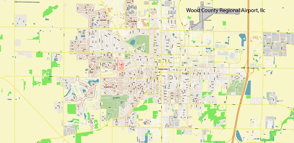 Toledo Ohio US Area PDF Vector Map: City Plan High Detailed Street Map editable Adobe PDF in layers