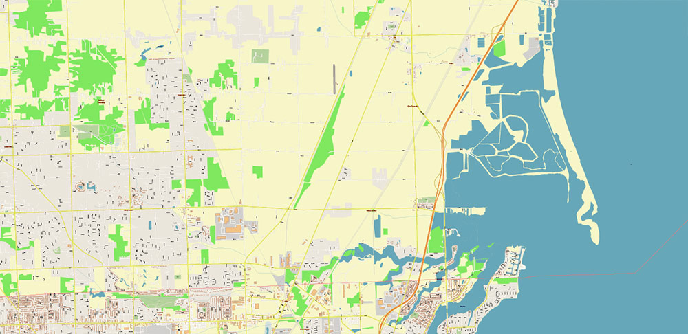 Toledo Ohio US Area PDF Vector Map: City Plan High Detailed Street Map editable Adobe PDF in layers