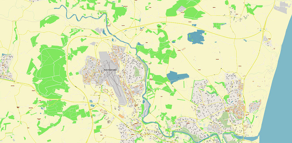 Aberdeen UK PDF Vector Map: City Plan High Detailed Street Map editable Adobe PDF in layers